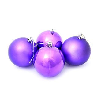 Набор из 4-х пластиковых шаров,  8 см, цвет-фиолетовый 37841