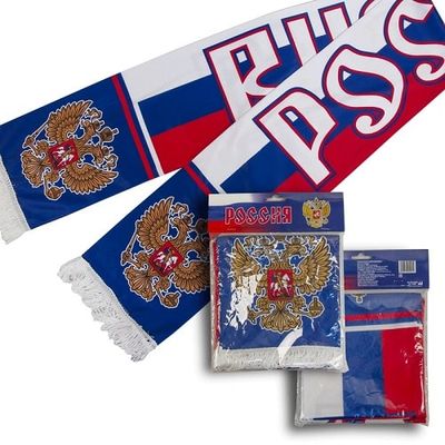 Шарф РОССИЯ атласный бело-сине-красный 05005