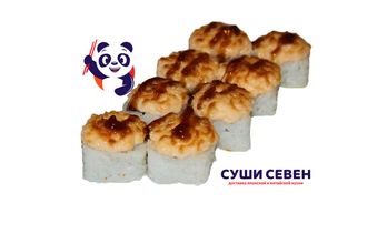 Сыр, угорь, огурец,соус унаги запеченный с сырным соусом.  240 гр