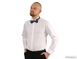 Белая однотонная мужская деловая рубашка под бабочку премиум класса Германия van laack