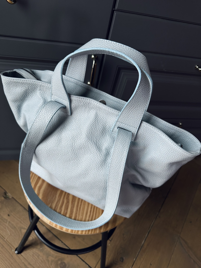 Женская сумка шоппер из натуральной кожи Vera Pelle цвет голубой. Арт. 022033