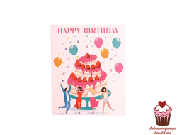 Мини-открытка "Happy birthday" торт, 8х6 см