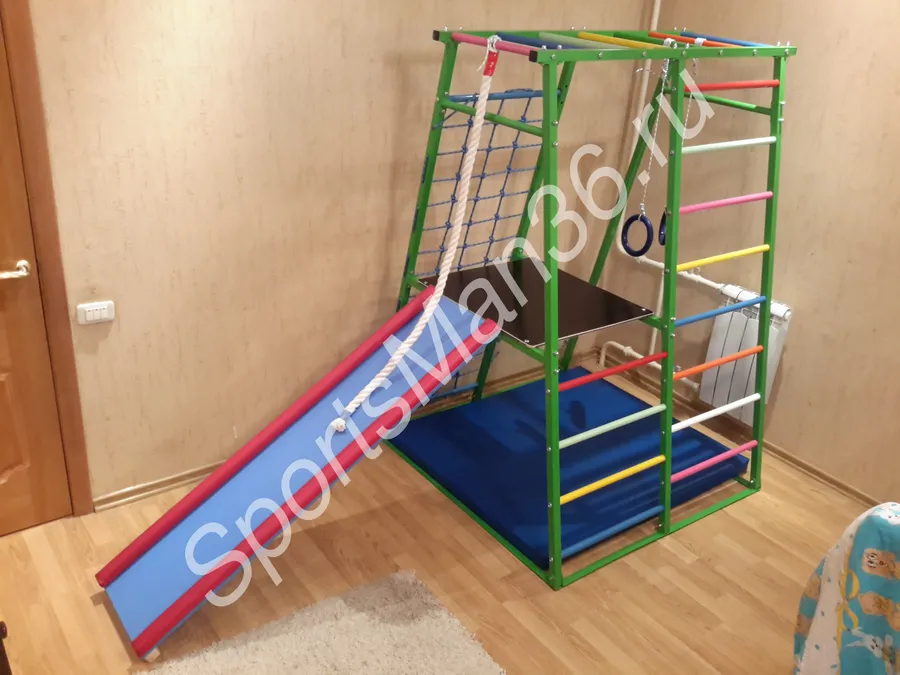 ДСК РАННЕГО РАЗВИТИЯ PLASTEP ТЕРЕМОК 170 С ПЛОЩАДКОЙ МЕТАЛЛ. Цвет: зеленый, перекладины цветные.