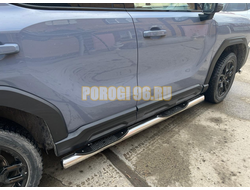 Пороги труба с проступью Папа Тюнинг d76 для Haval H3 2024-