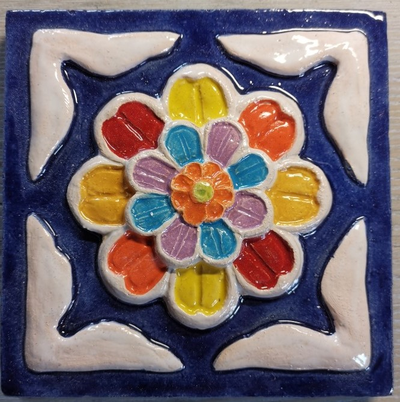 Изразцовая плитка "Древние символы" // 14*14