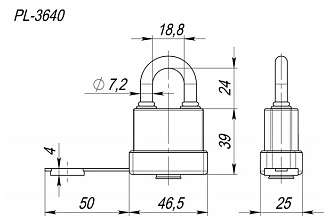 Замок навесной Fuaro PL-3640 (40 мм) 3 "англ."кл. БЛИСТЕР