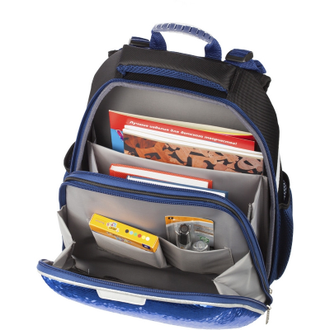 Школьный рюкзак №1School Sparkle Blue с ортопедической спинкой и двусторонними пайетками (синий)
