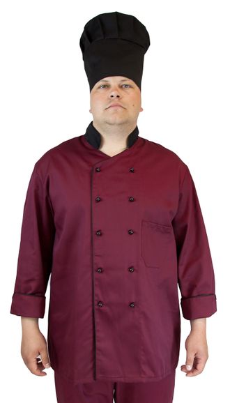 Куртка шеф-повара тк. твил цв. бордо/черный
