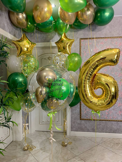 Сет Сфера с шарами, цифра + 2 фонтана и шары в потолок