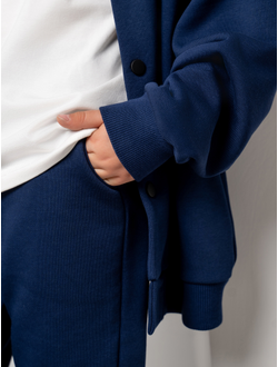 Бомбер на кнопках синий