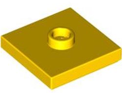 Plate, Modified 2 x 2 with Groove and 1 Stud in Center (Jumper), Yellow (87580 / 4565386 / 6126050)
