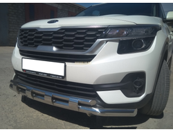 Защита переднего бампера с перемычками d60/42 для Kia Seltos (2019-...)