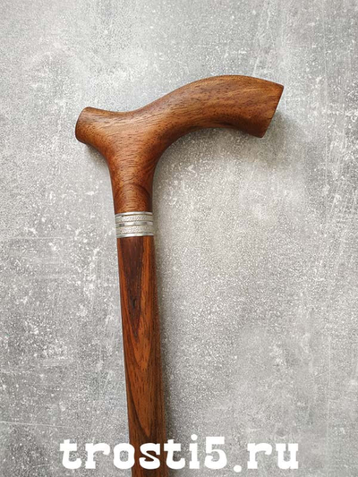 эксклюзивная деревянная трость с серебряным кольцом