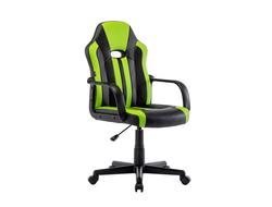 Кресло компьютерное BRABIX "Stripe GM-202", экокожа, черное/зеленое