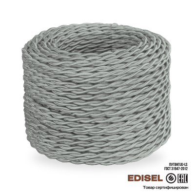 Витой ретро провод 2х1.5 песочный шелк бухта