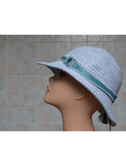 белая шляпа с бирюзой Vizio Collezione Италия купить в магазине модных шляп в Москве