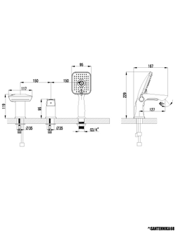 Смеситель для ванны Lemark лемарк LM4545C на 3 отверстия