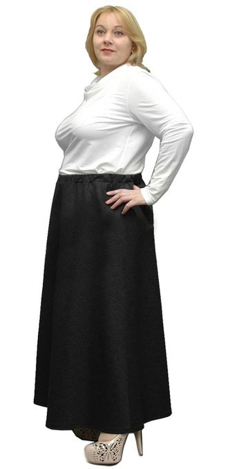 Теплая длинная юбка БОЛЬШОГО размера Арт. 5162 (Цвет темно-серый) Размеры 58-84
