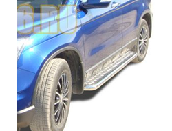 Пороги с накладным листом 	d57 Slitkoff для Honda CR-V (2007-2012)