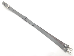 Ремень для сумки кожаный 120 см с регулировкой и карабинами цвет светлый графит