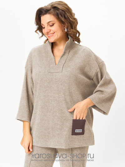 Женский 2-х предметный трикотажный костюм, состоящий из туники и брюк