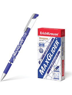 Ручка шариковая ERICH KRAUSE "MaxGlider Ultra Glide Technology", СИНЯЯ, линия письма 0,26 мм, 45213, 12 штук в упаковке