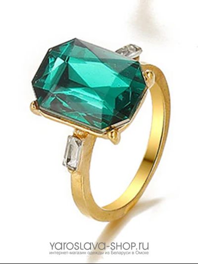 АЛ-241.  Кольцо большой зеленый камень.