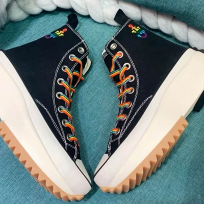 Стильные черные Кеды Converse Run Star Hike x Jw Anderson с радужными шнурками 164840C