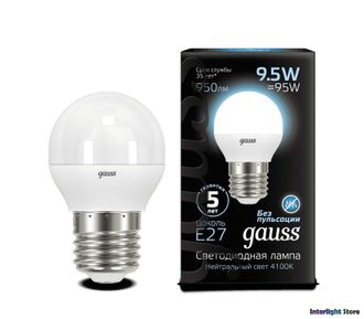 Gauss LED Globe 9.5w 840 E27