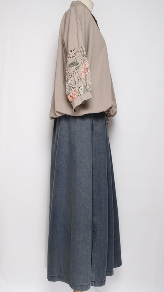 Рубашка хлопок "Карман кружево" бежевая до р.52