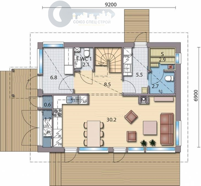 ДЖ-19 ЖИЛОЙ ДОМ: ГАБАРИТНЫЕ РАЗМЕРЫ: (9Х7М) 2 ЭТАЖА, ОБЩАЯ ПЛОЩАДЬ: 146М²