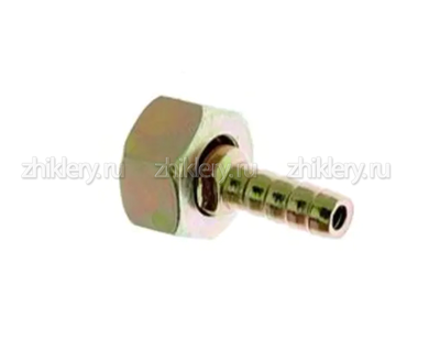 Штуцер с накидной гайкой  М22 лев. резьба, вн. под  шланг d - 9мм