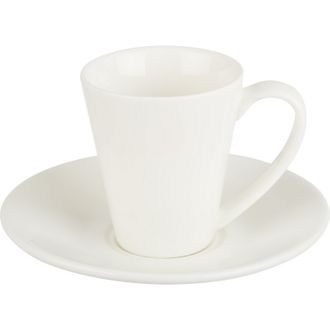 Кофейная пара Wilmax белая, фарфор, чашка 110 мл., блюдце WL-996099/993054