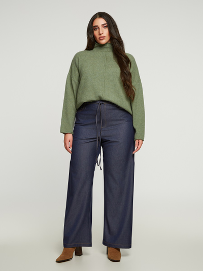 Брюки прямые из джинсовой ткани