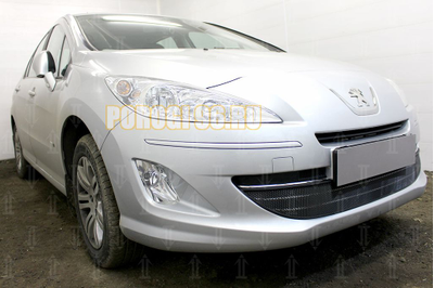 Защита радиатора Peugeot 408 2012- (3 части) black