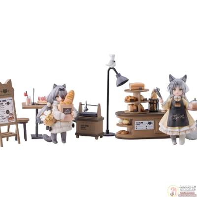 Набор из двух фигурок с декорациями Customer Cat DLC Series, Tea Time Cats Meow Town "Bread House"