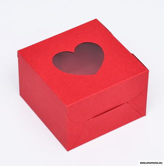 Коробка сборная, красная, 10 х 10 х 6,5 см