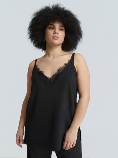 Топ с кружевом на бретелях