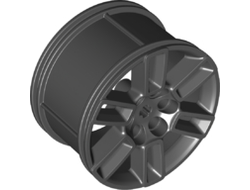 Wheel 56mm D. x 34mm Technic Racing Medium, 6 Pin Holes, Axle Hole, Open Spokes, Black (49294 / 6257076)