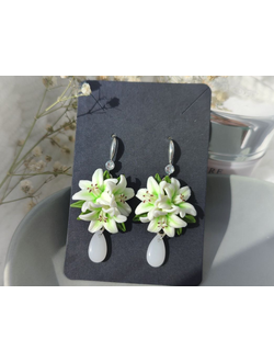Серьги Лилия из полимерной глины