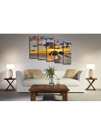 Модульная картина "Закат на озере"