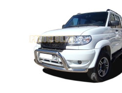 Защита переднего бампера радиус с низкой скобой d76/60 для УАЗ Патриот 2005-2014