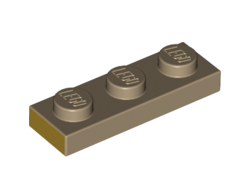 Plate 1 x 3 with Gold Pattern on Short Edge, Dark Tan (3623pb021 / 6311492)