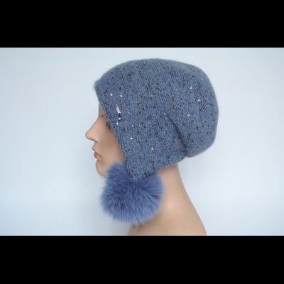 Шапка ушанка фиолетовая с помпонами Vizio Италия 8022