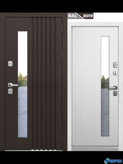 Дверь входная с терморазрывом Luxor Термо Рейка Стеклопакет Муар 8019 в Челябинске | КВИРТЕК