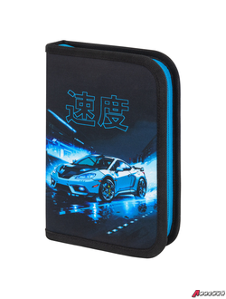 Пенал BRAUBERG с наполнением, 1 отделение, 1 откидная планка, 24 предмета, 21×14 см, Night race. 272352