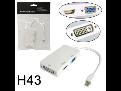 Адаптер H43 Mini DP to HDMI-F/DP-F/DVI-F