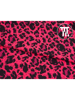 Спортивный трикотаж Принт Дикая кошка, цв. Неон-коралл