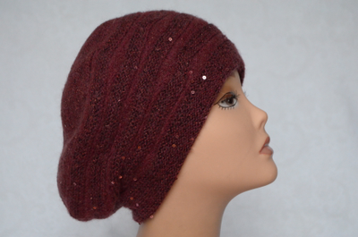 Бордовый берет вязаный женский Vizio Визио Италия 6447  фото