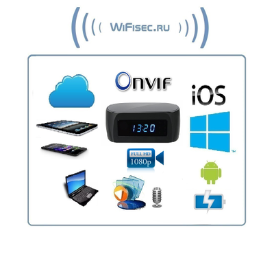 IP видеоняня WiFi (Часы настольные, овальные) с аккумулятором  с DVR, Full HD